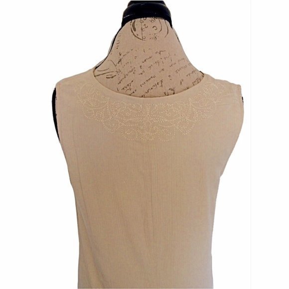 Denim & Company Womens Sleeveless Dress Size Small Sheath  Beige Embroidered - Picture 5 of 12